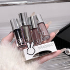 SHAQINUO Water Light Mirror Lip Gloss Lasting Moisturizing Cool Black Silver Gray Pearlescent Fine Sparkling Lipstick Lip Oil