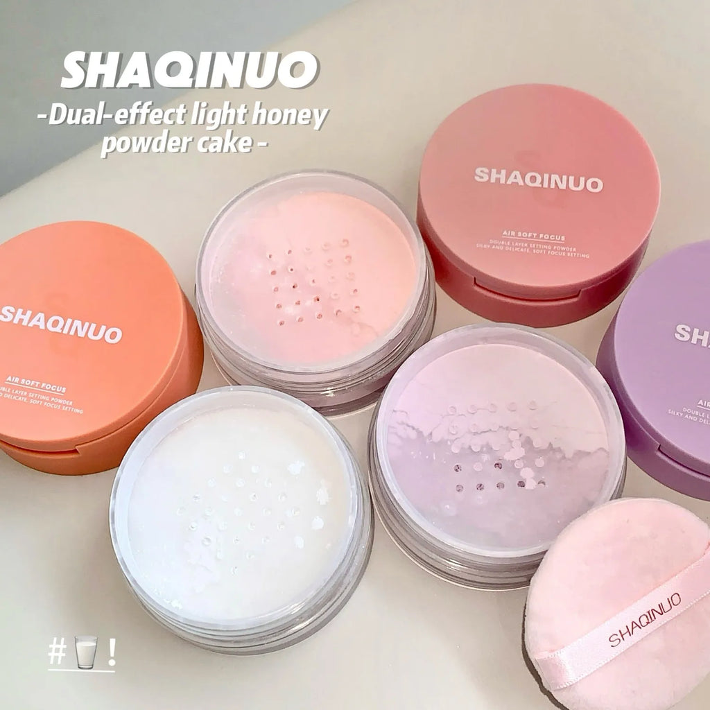 SHAQINUO Dual-effect Light and transparent Powder Compact Touch-ups, Concealer, contouring, swelling, blush, brightening, high-g