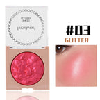 Multi-Color Glossy Blush Highlighter, Baking Process, Moisturizing and Glossy Makeup Effect, Light and Easy to Color with Texture, Facial Brightening, with Pearlescent Brightening Effect, Rose Blush Palette