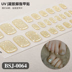 26Tips French Leopard Print UV Gel Toenail Sticker Bronzing Dye Gradient Cross-border Semi Baked Gel Nail Sticker UV Lamp Needed