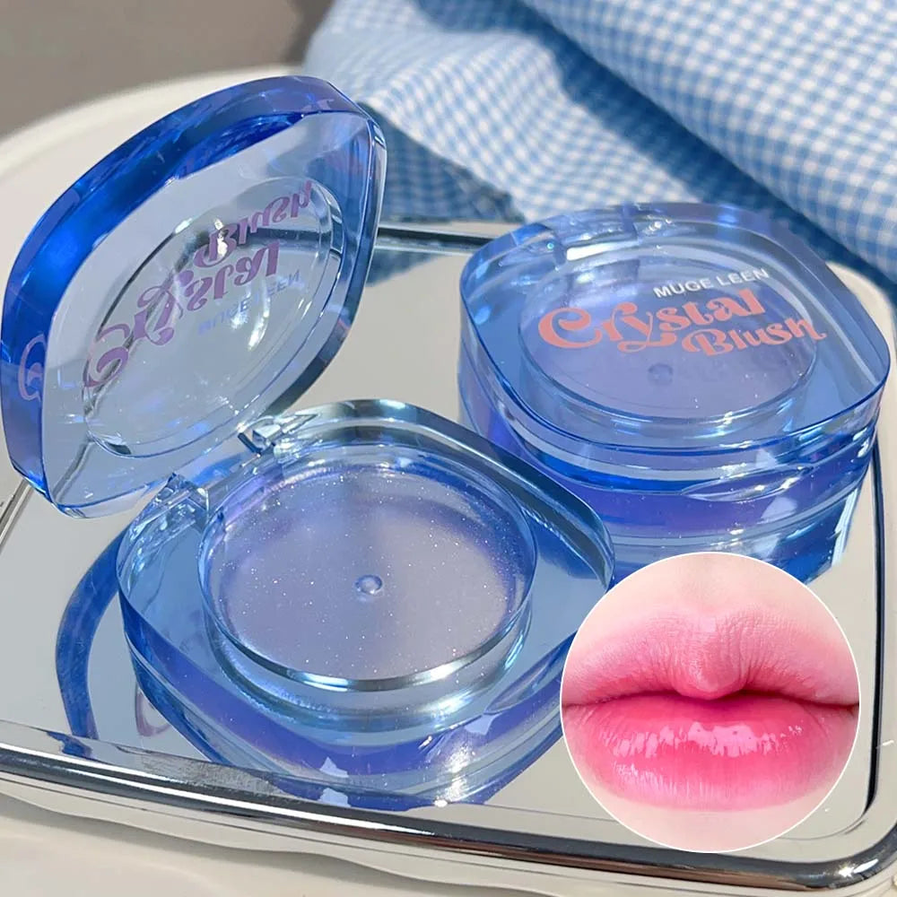 Transparent Crystal Warm Color-changing Blush Palette Makeup Jelly Tint Lip Cheek Moisturized Long-Lasting Shimmer Blusher Cream