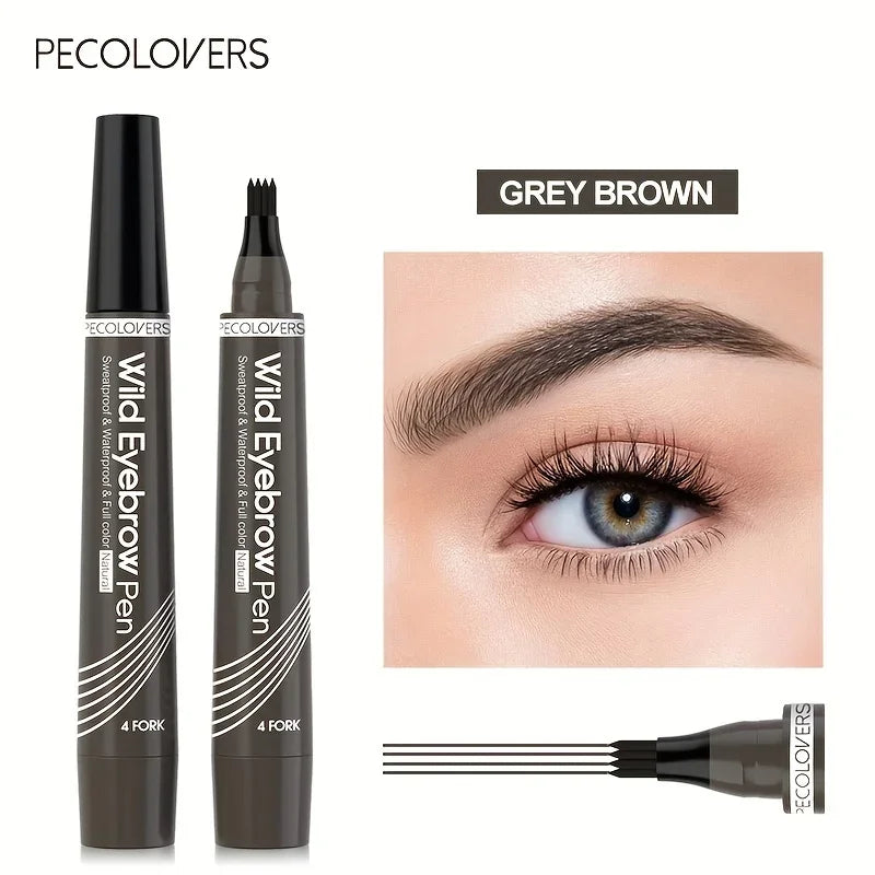 5 Colors Liquid Eyebrow Pen, Long Lasting Eyebrow Tattoo Pen, 4-splitted Head Eyebrow Tint Pen , Gray Brown Eyebrow Makeup