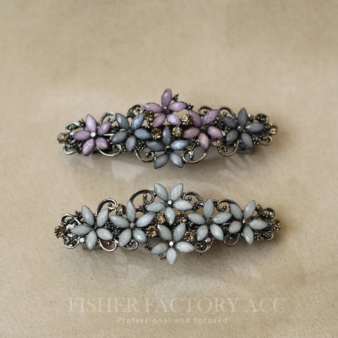 The new Korean version of the crystal flower spring hairpin elegant rhinestone wild ponytail hairpin women's hair accessories