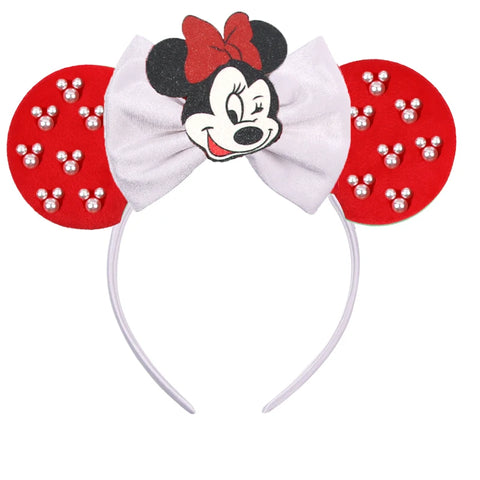 Disney Mickey 3.3"Velvet Ears Headband For Girls Soft Bow Hairband Halloween Festival Party Christmas DIY Hair Accessories