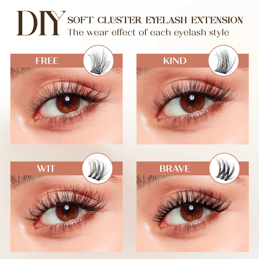 Befer 144pcs Lash Clusters 3D Natural Fluffy Cluster Lashes DIY Lash Extension 10-16mm Hight Quality Soft Super Thin Band Makeup
