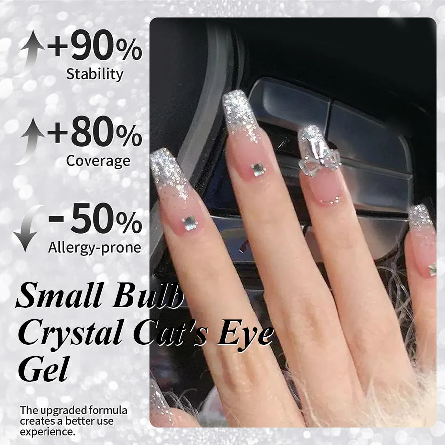 10Ml Cat Magnetic Eye Gel Nail Polish, Silver Platinum Cat Magnetic Gel, Sparkle Glitter Magnetic Soak Off U v Nail Gel