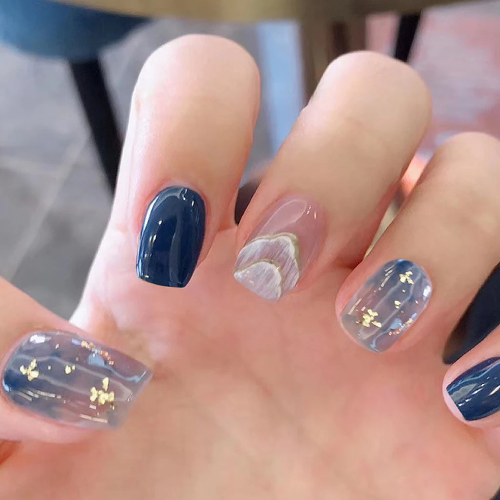 24pcs Cloud Pattern False Nails Korean Sweet Style Lady Women Manicure Supplies Press on Nail Fashion Girl Fake Nail Patches