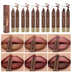 Matte Chocolate Brown Lipstick Crayon Non-stick Cup Lip Liner Pencil Soft Mist Waterproof Creamy Pigmented Lip Outline Contour