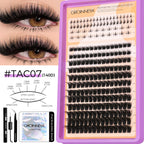 GROINNEYA Lashes Clusters Kit With Lash Bond And Seal And Eyelash Tweezers Waterproof Strong Hold DIY Lash Extension Kit Makeup