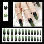 24pcs Y2k Star Press On Nails Gradient Black Mid-length Coffin False Nail Tips Full Cover Moon Designs Fake Nail For Cool Girls