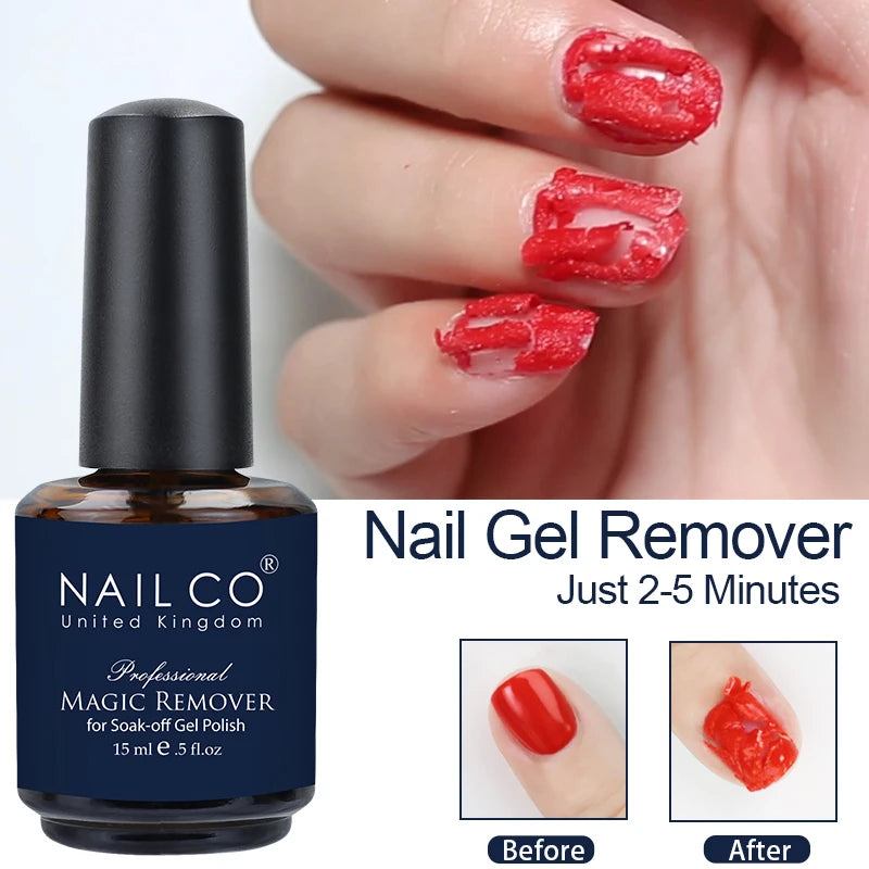 NAILCO 15ml Magic Fast Nail Gel Polish Remover Clean UV Soak Off Semi Permanent Varnish Nail Art Removal Tools Manicure Product