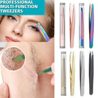 Lash Applicator Eyebrow Tweezer  Multifunctal Eyelash Clip Beard Hair Remove Stainless Steel Makeup Tools Slanted Flat Tip