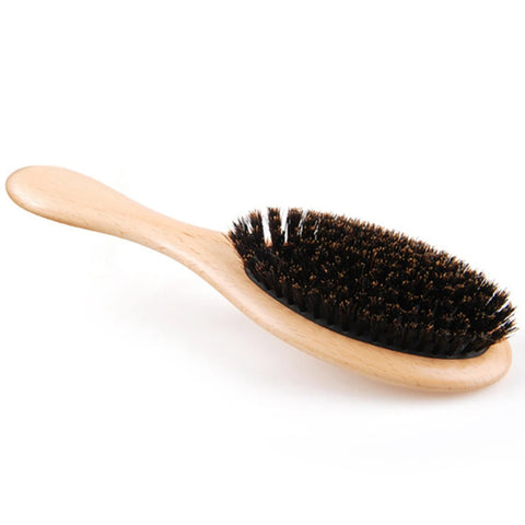 New Women Natural Boar Bristle Hair Brush Wooden Paddle Hairbrush Detangling Hairbrush for Salon Hairdressing Styling Tools