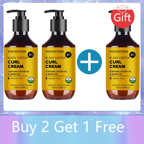 Anti-Frizz Curl Defining Styling Cream - Biotin & Argan Oil Formula, Heat Protection, Enhances Curl Definition, Non-Greasy 1/3PC