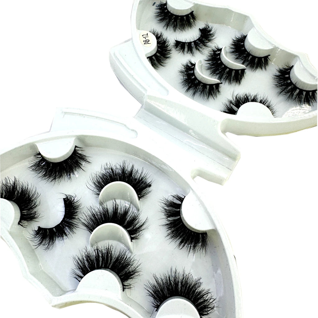 HBZGTLAD 5/8 Pairs of Natural Russian Striped Mink Lashes 3D False Lashes Volume Wavy False Lashes Eyelash Extensions Makeup