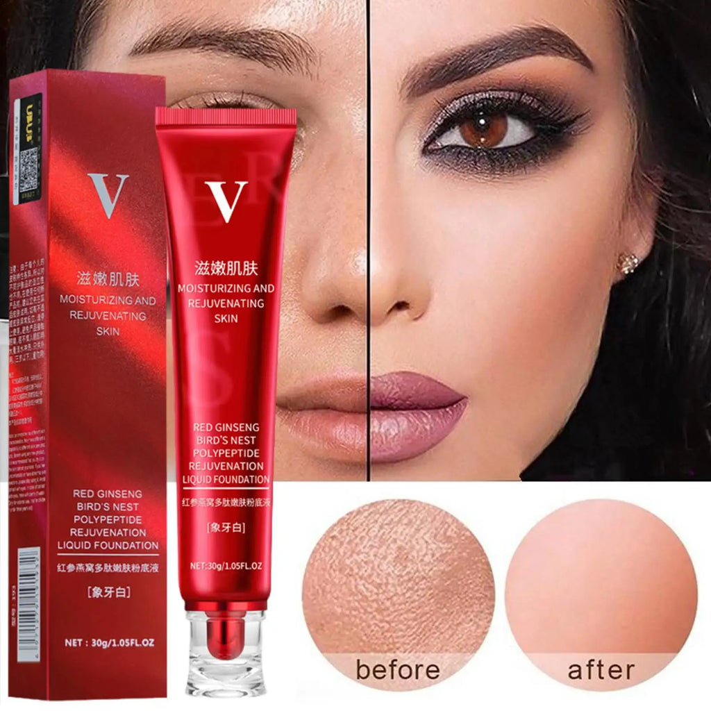 FV Red Upgrade Foundation Oil-control Waterproof Hydrating Makeup Base Cream Precious Luxury Herbal Extracts Concealer