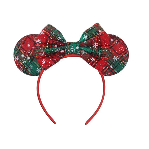 2023 Disney Christmas Mickey Ears Headband For Girls Sequins Bow Festivall Party Hairband DIY Hair Accessories