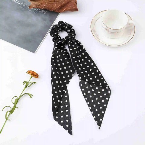2023 Fashion Print Chiffon Long Ribbon Scrunchies Women Girls Ponytail Scarf Elastic Hair Bands Ties Hair Accessories Wholesale