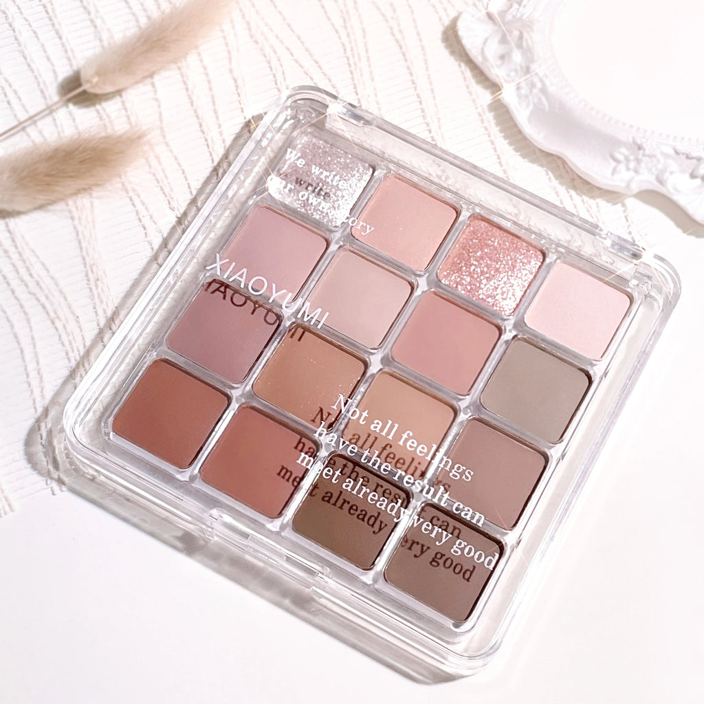 16-color sunset magic eye shadow tray pearl matte earth color Korean makeup eye shadow