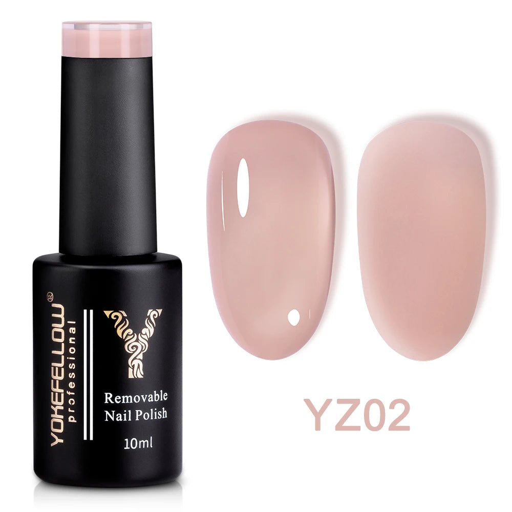 YOKEFELLOW 10ml Jelly Nude Gel Nail Polish High Quality Translucent Pink Nail Gel Varnish Soak Off UV Gel Polish Long Lasting