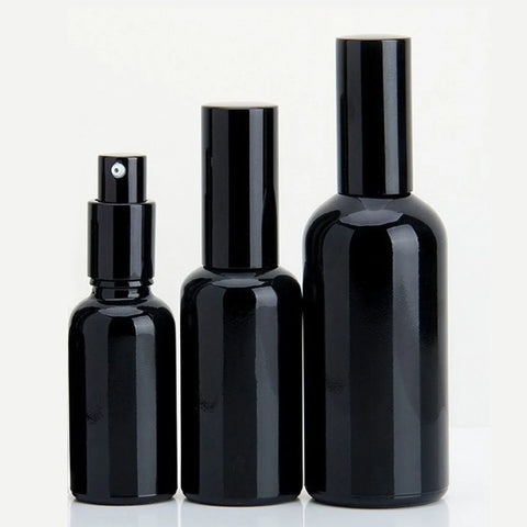 1x 5x 15ml 30ml 100ml Essential Oil Spray Bottle Black Fine Mist Perfume Atomizer Refillable Glass Bottles Empty bottle shampoo