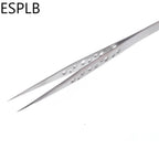 ESPLB Anti-Static Precision Stainless Curved Straight Tip Electronics Industrial Tweezers Silver/Black Phone Repair Hand Tools
