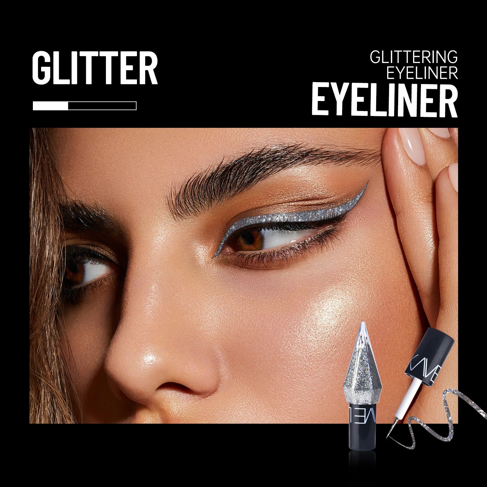 9-Color Diamond Shiny Eye Shadow Eyeliner Pen Pearl Light Color Fast Drying Waterproof Eyeliner Liquid