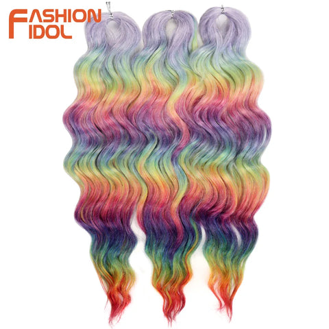 Anna Hair Synthetic Loose Deep Wave Braiding Hair Extensions 24 Inch Water Wave Braid Hair Ombre Blonde Twist Crochet Curly Hair