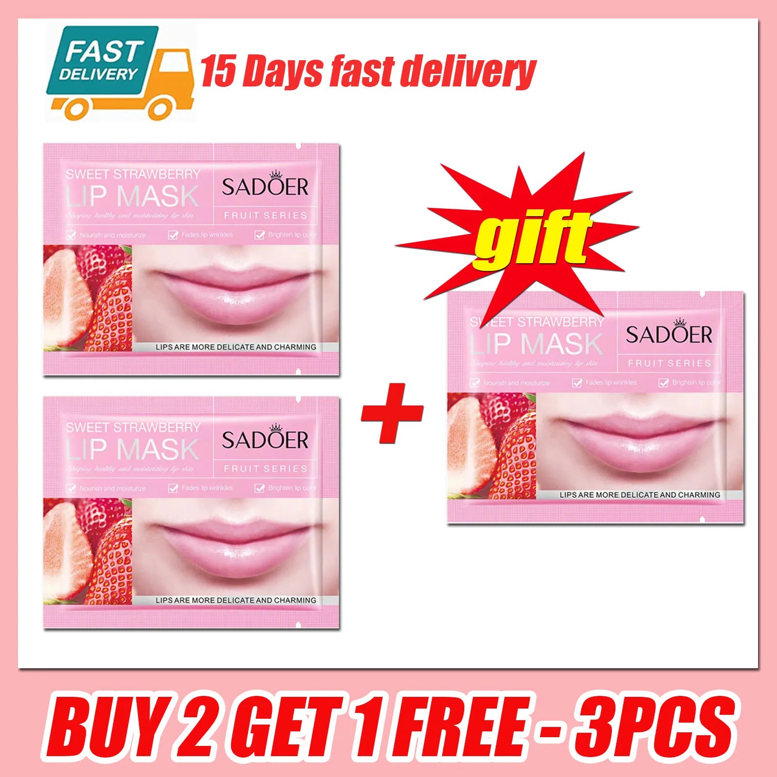 Collagen Lip Mask Strawberry Lip Sleeping Mask Moisturizing Hydrating Lip Balm Nourishing Lip Patches Lip Skin Care Products