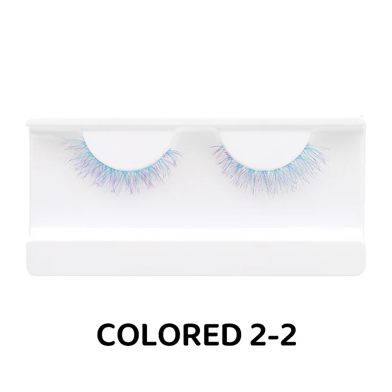 1 Pair Colored Lash Blue Fluffy Strip Lashes Natural Fake Lash Cosplay Makeup Wholesale Color Extension Eyelashes Colorful