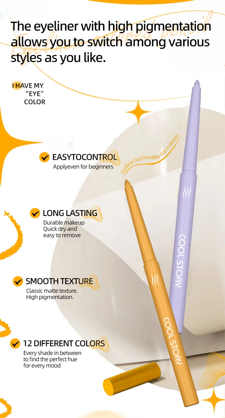 COOL STORY 12 Colors Matte Eyeliner Gel Pencil Set Creamy Eyeshadow Stick Silky Smooth Waterproof Sweat Body Paint Pencil