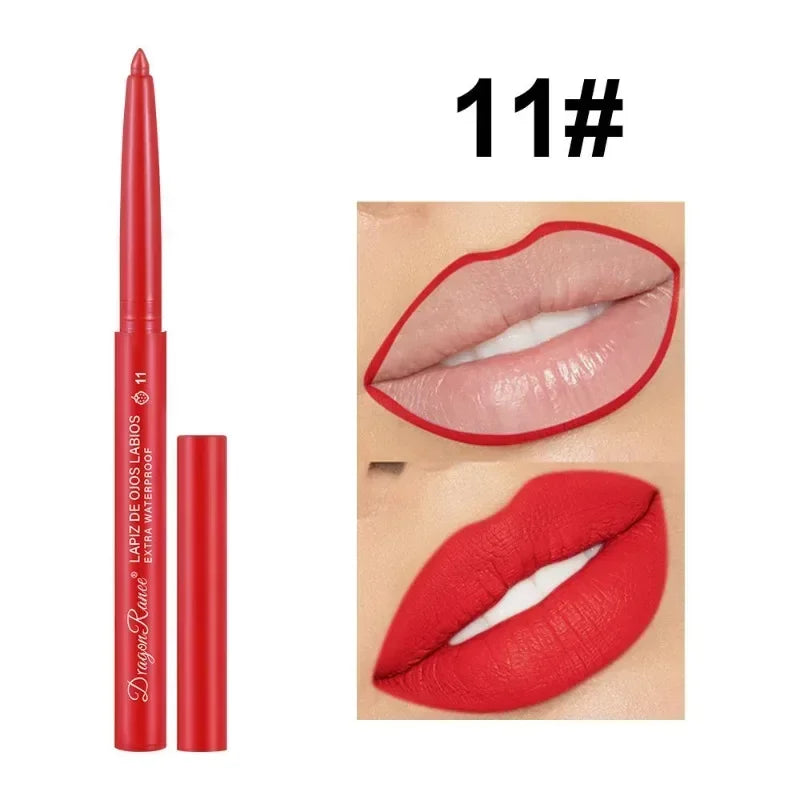 12 Pcs/Set Waterproof Lip Liner Pencil Nude Color Matte Lipliner Moisturizing Long Lasting Lipstick Professional Makeup Lip Tint