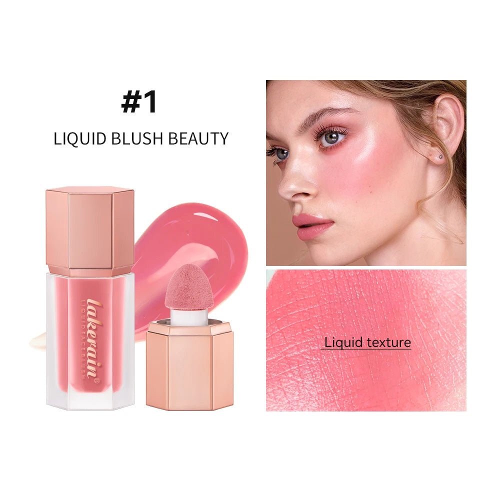6 Colour Matte Liquid Blush Easy to apply long lasting waterproof blush sponge brush head Eyes lips Makeup Blush Cosmetics