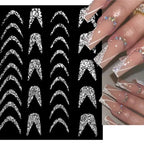 Adhesive stickers with European and American style cross snake black and white wave dot hot silver line letter nail stickers
