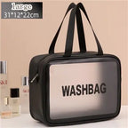 Portable Travel Wash Bag Female Transparent Waterproof Makeup Storage Pouch Large Capacity Cosmetic Organizer Pu Material