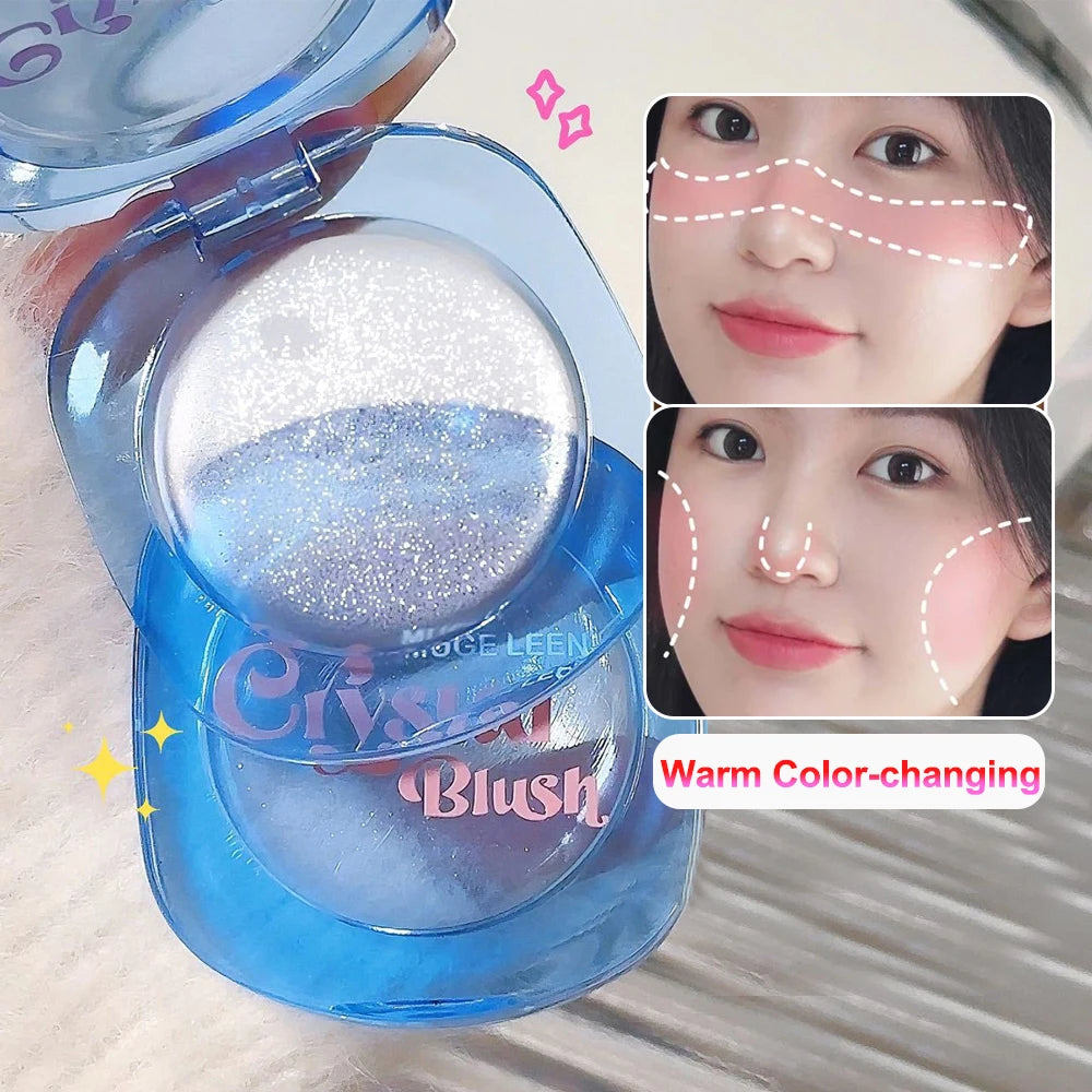 Transparent Crystal Warm Color-changing Blush Palette Makeup Jelly Tint Lip Cheek Moisturized Long-Lasting Shimmer Blusher Cream