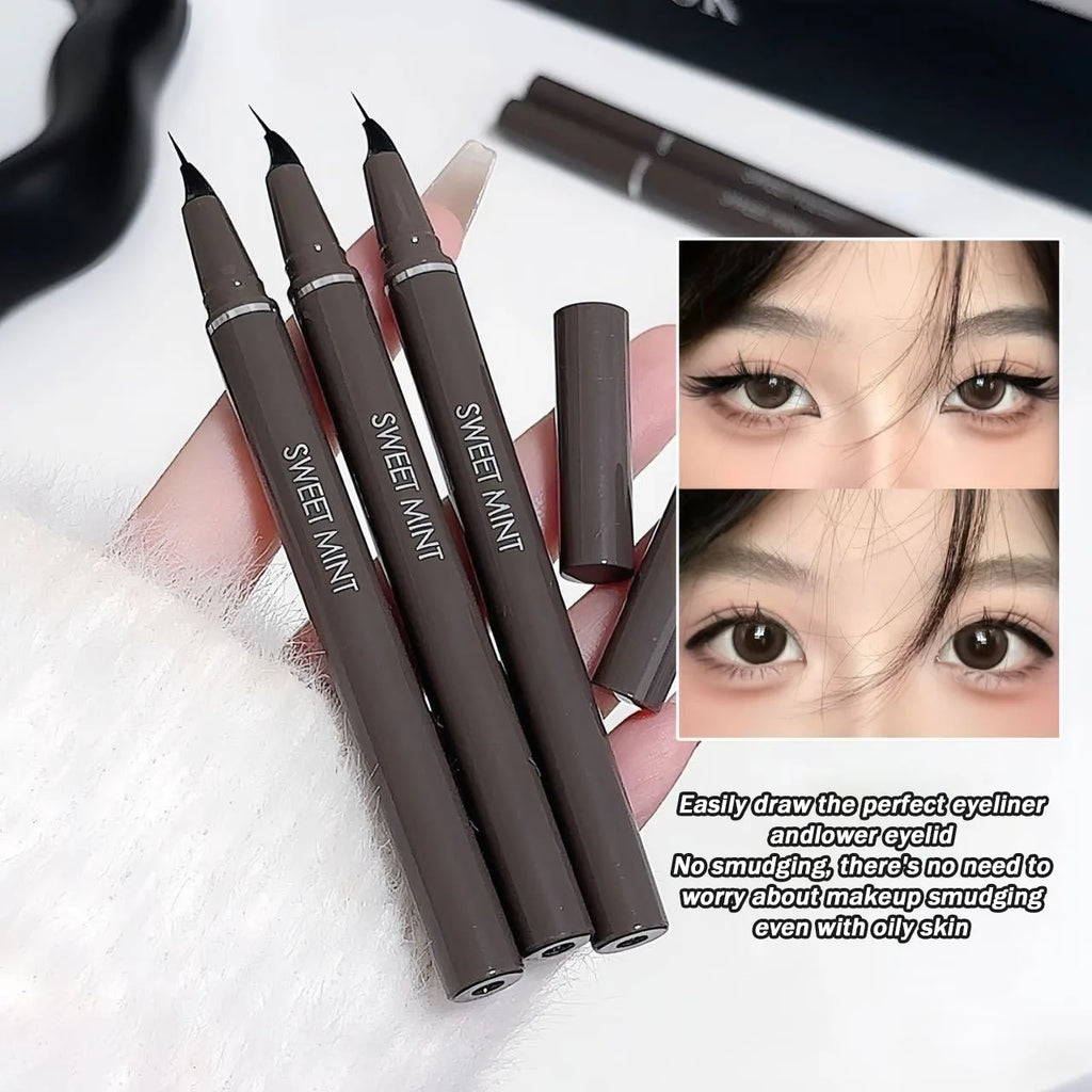 Curved Eyeliner Pen Quick Dry Liquid Eye Liner Easy To Draw Ultra-fine Lying Silkworm Pencil Black Brown Lower Eyelash Makeup