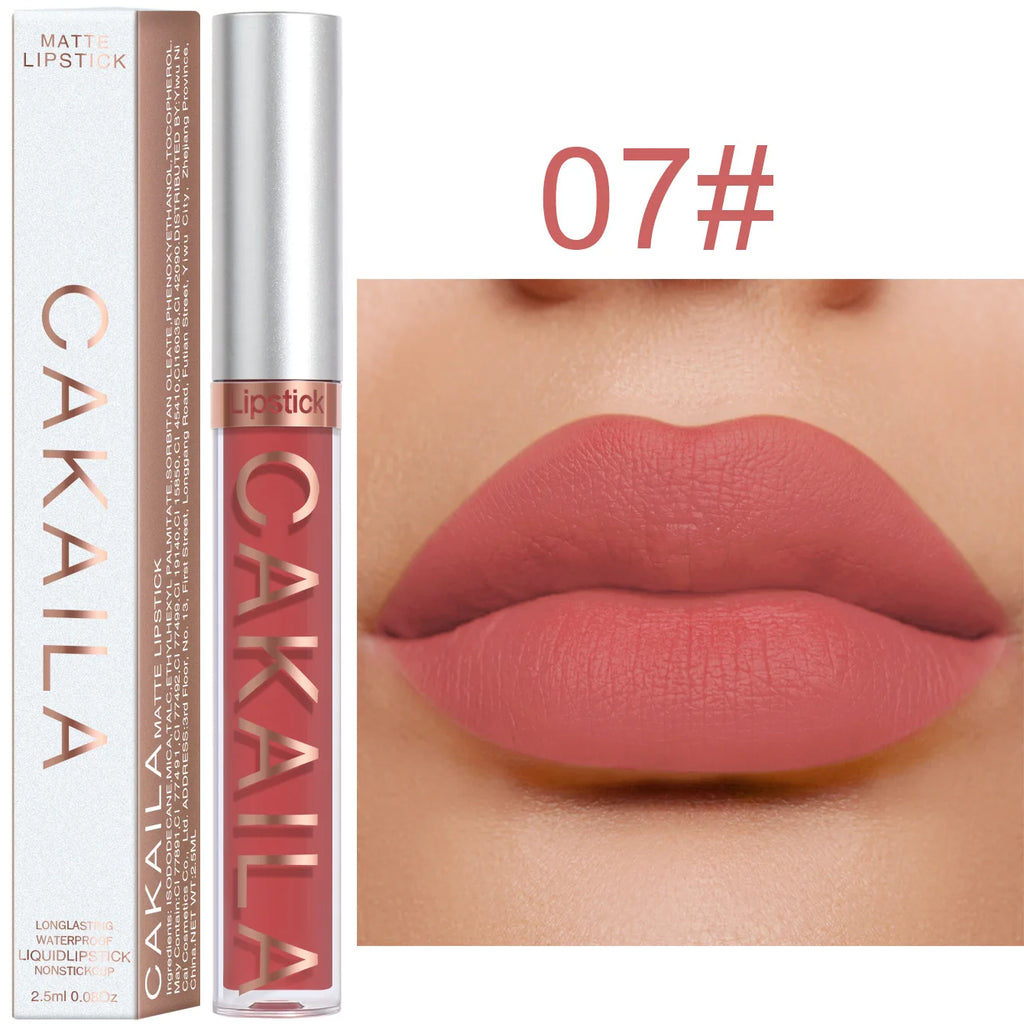 CAKAILA Waterproof Liquid Lipstick Set - Nude, Matte Red | 24-Hour Long-Lasting Lip Gloss | Suitable For All Skin Types