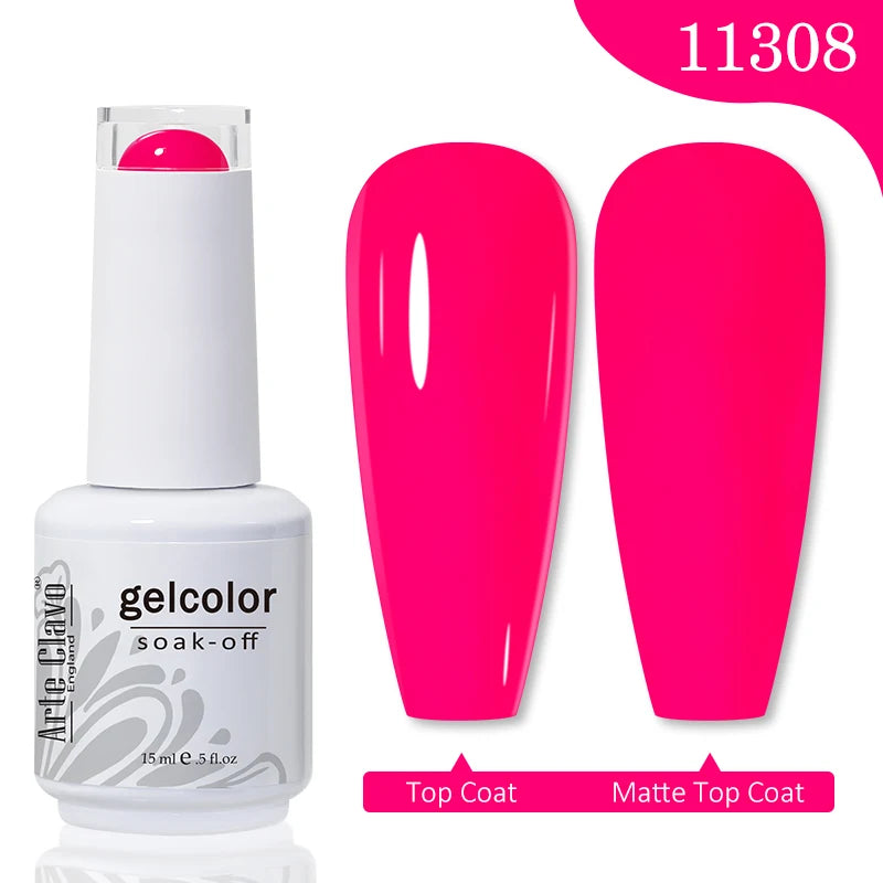 Arte Clavo Transparent Nude Pink Color Jelly Gel Nail Polish Semi Permanent 15ml Top Coat Soak Off UVLED Varnish Nail Art Design