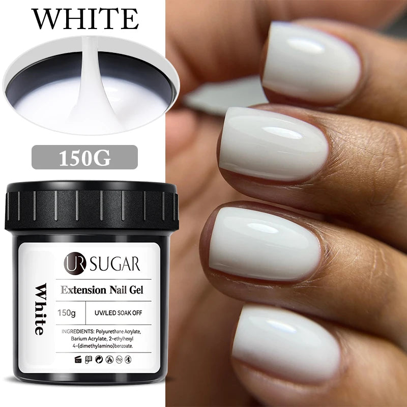 UR SUGAR 150g Transparent Nail Extension Gel Jelly White Light Pink Acrylic French Nail Art UV LED Gel Semi Permanent Manicure