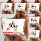 Floral Letters Custom Name Makeup Bag Best Gift for Bridesmaid Teachers Friends Women Purse Personalise Gift for Birthday