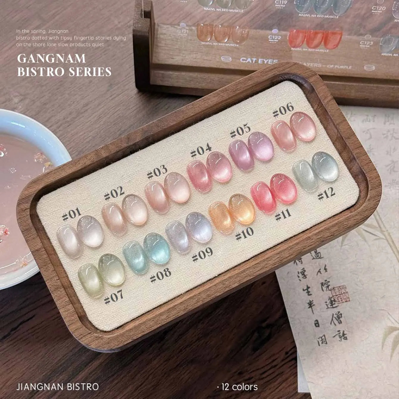MIANEL 12ML 1-12pcs Jiannan Bistro Cat Eye Gel Nail Polish Blue Nails White Nails Pink Nails Nail Art Use Nail Supplies