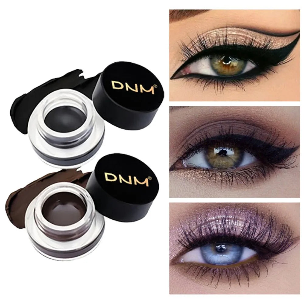Waterproof Matte Black Eye Liner Paste with Blade Brush Soft Easy Coloring Slim Bold Gel Eyeliner Silkworm Cream Natural Tint