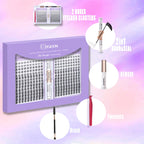 ISEEN DIY Eyelash Extension Kit Cluster Mix Eyelashes Full Set Lashes Kit with Lash Bond & Seal and Eyelash Tweezers and Brush