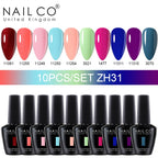 NAILCO 15ml 10pcs/Set Nude Colors Gel Nail Polish UV Gel Nail Polish Pink Nail Lakiery Esmalte Top Base Nail Art Design Vernis