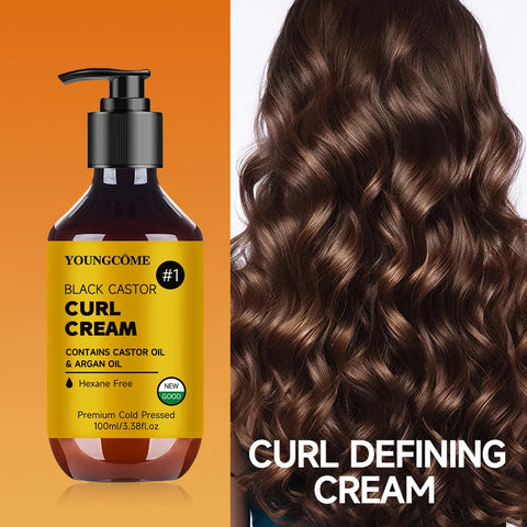 Anti-Frizz Curl Defining Styling Cream - Biotin & Argan Oil Formula, Heat Protection, Enhances Curl Definition, Non-Greasy 1/3PC