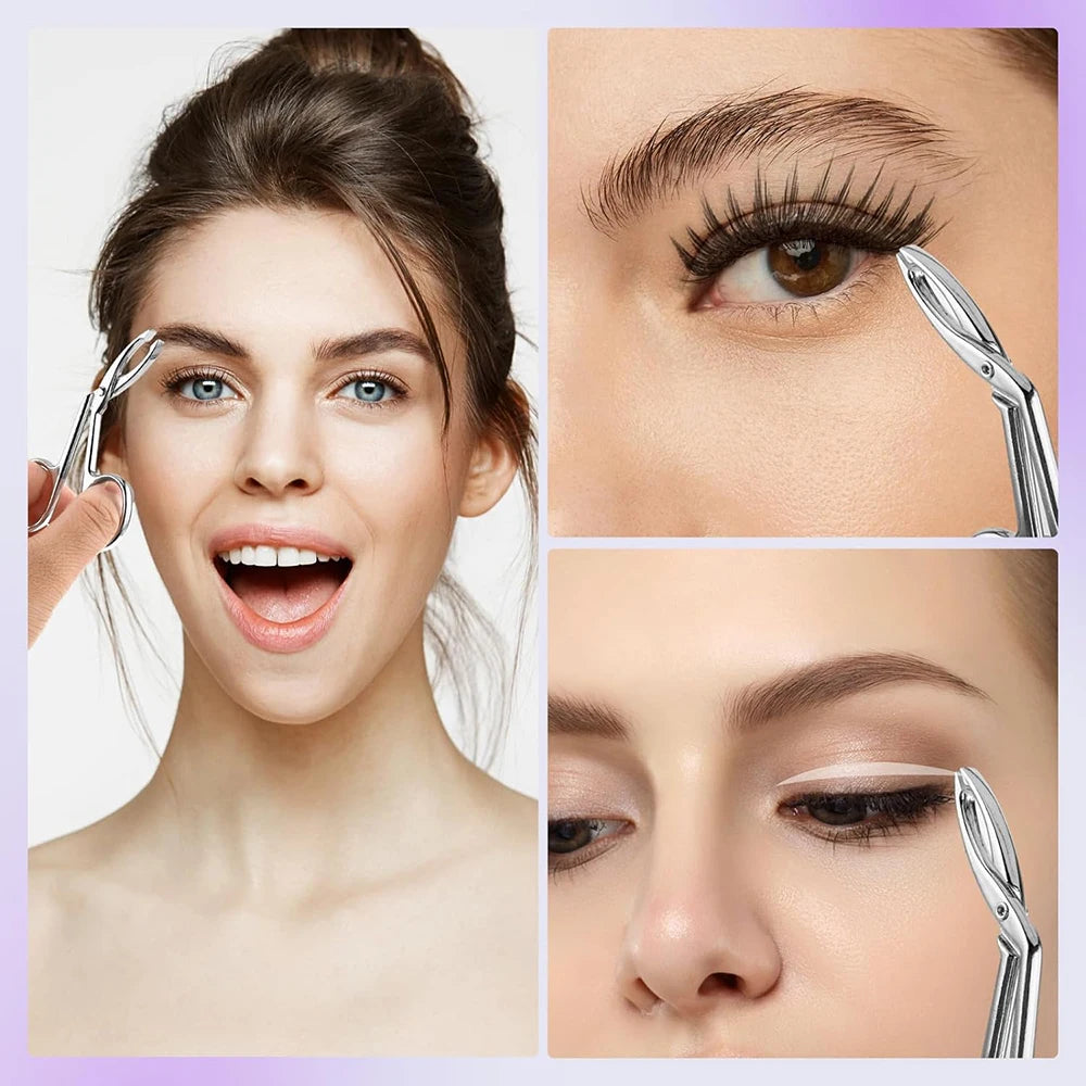 1PC Eyebrow Tweezers Scissor Handle Flat Straight Tip Hair Plucker Stainless Steel Brow Tweezers Slanted Tip Shaped Eyebrow Clip