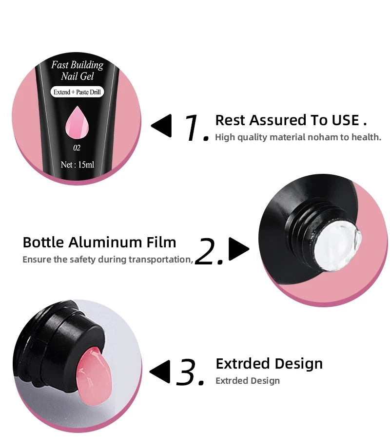 Nail Gel Kit With LED Nail Light Dryer Nail Drill Machine Poly Nail Extension Gel Varnish Kit Soak Off Polish Manicure Tools Kit