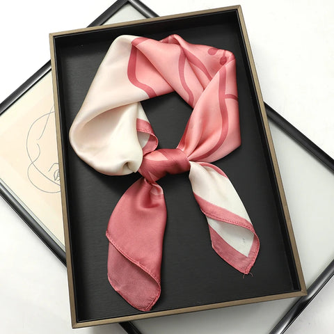 60Colors Luxury Scarf Women 70*70Cm Silk Feel Square Hair Wrapping Foulard Satin Shawl Big Size Head Bandana Hijab Handkerchief