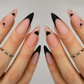 24 PCs Short Square French Heart Simple Nails with 1 Jelly Glue and 1 Nail File